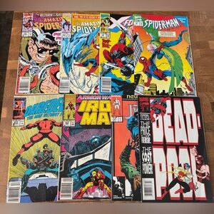 Lot 8 Vintage 80s 90s Marvel Comics Book - Deadpool, Spider-man..